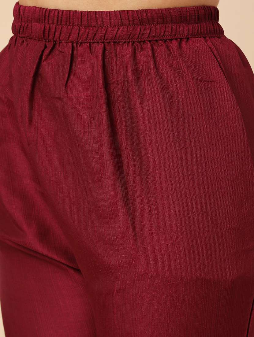 maroon cotton kurta pant  set - 22391572 -  Standard Image - 5