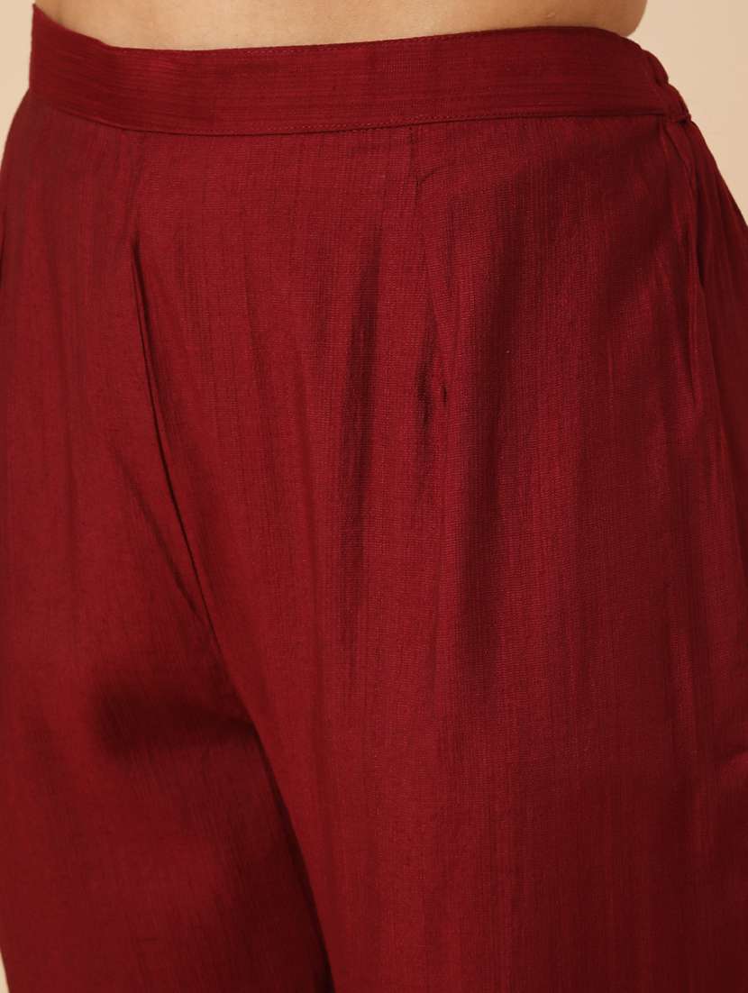 maroon cotton blend suit  set - 22391577 -  Standard Image - 5