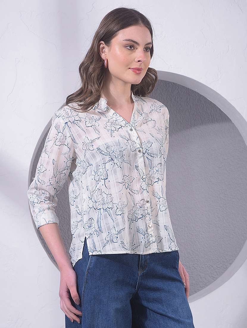 women printed three quarter sleeve regular shirt - 22391585 -  Standard Image - 3