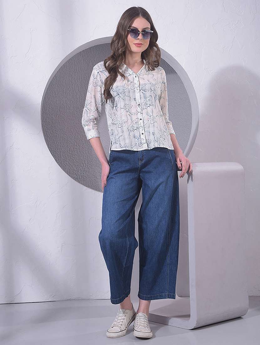 women printed three quarter sleeve regular shirt - 22391585 -  Standard Image - 5