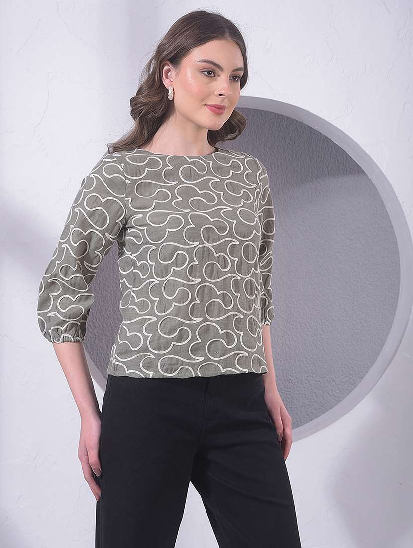Women Embroidered Three Quarter Sleeve Top - 22391589 -  Standard Image - 3