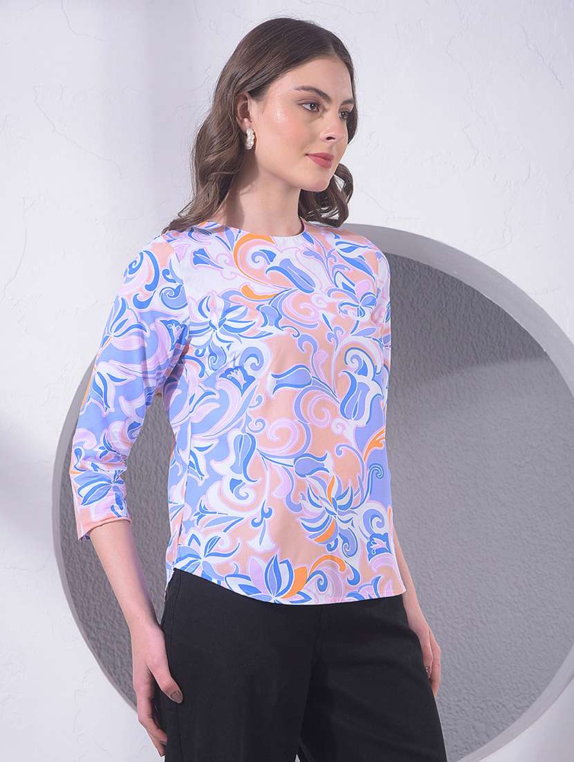 women three quarter sleeve regular top - 22391590 -  Standard Image - 3