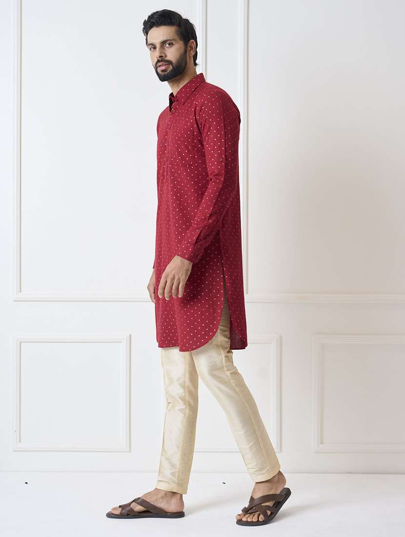 men printed long sleeve kurta pyjama set - 22391682 -  Standard Image - 3