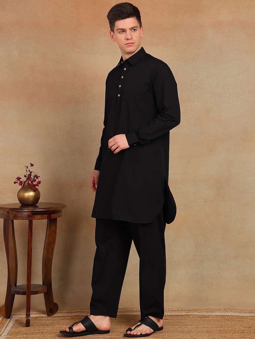 men solid long sleeve pathani ethnic wear set - 22391708 -  Standard Image - 3