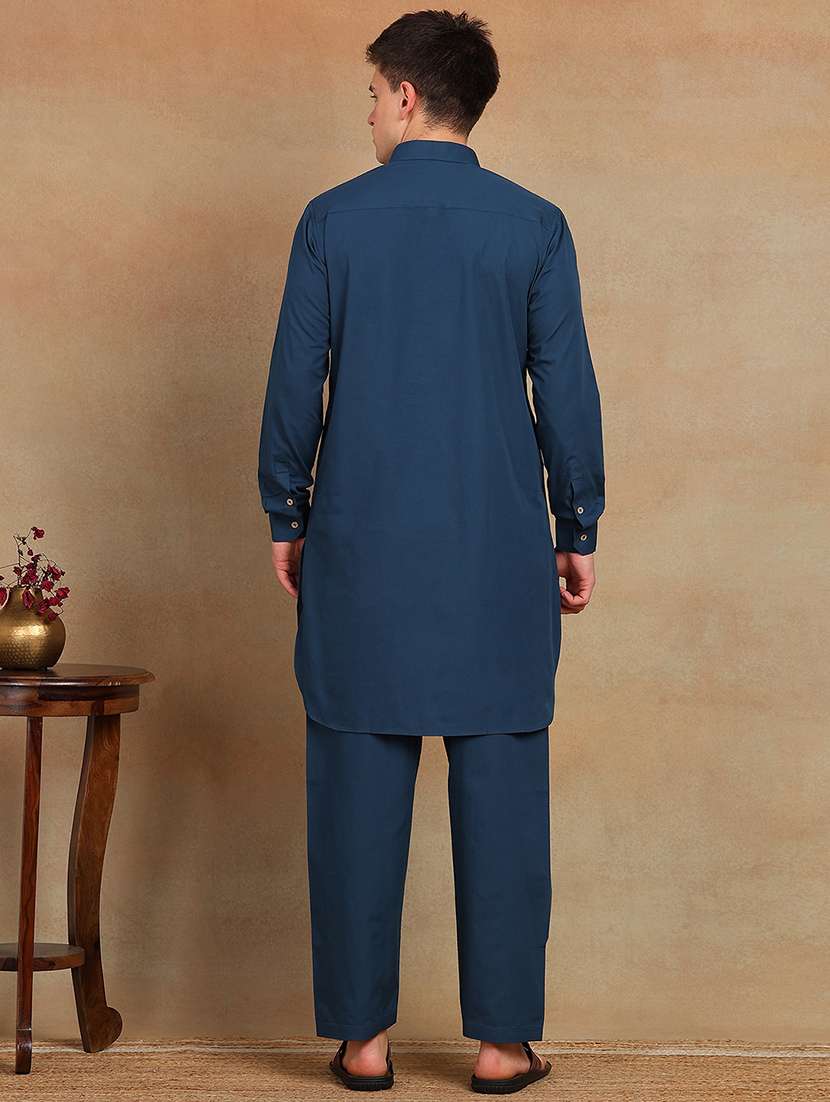 men solid long sleeve pathani set - 22391709 -  Standard Image - 3
