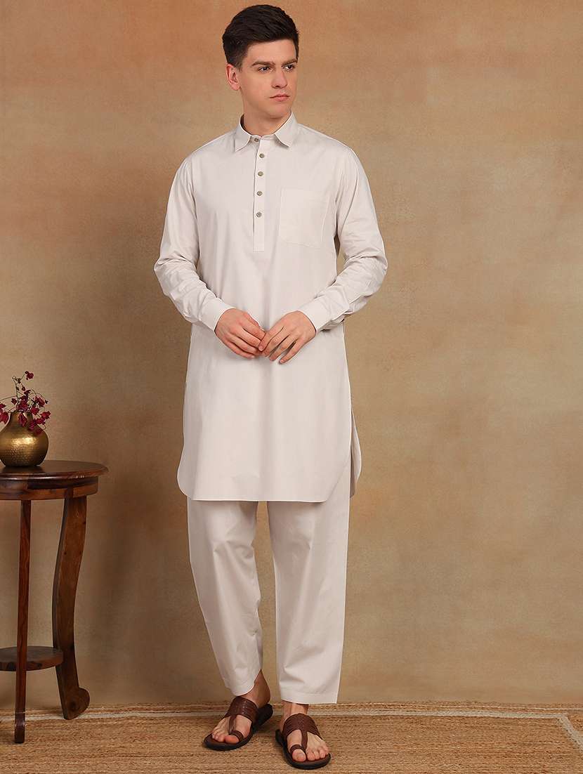 men solid long sleeve pathani set - 22391710 -  Standard Image - 3