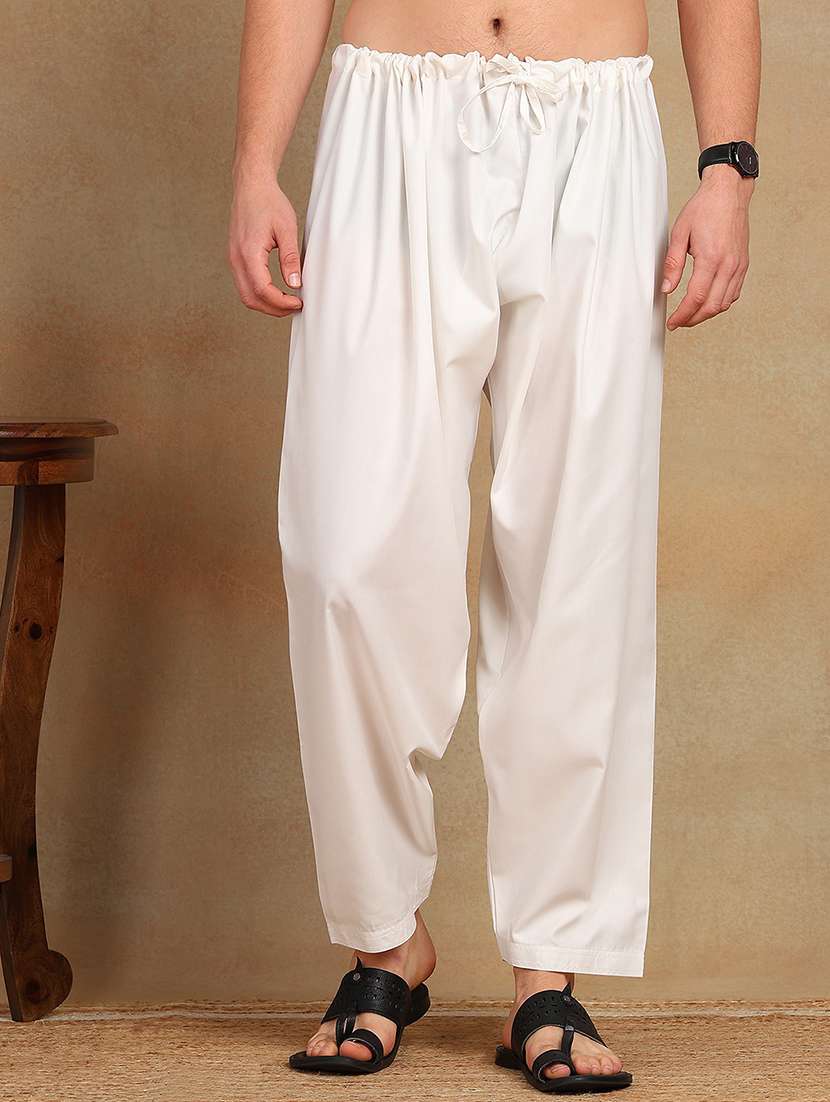 white satin kurta pyjama ethnic wear set - 22391713 -  Standard Image - 5