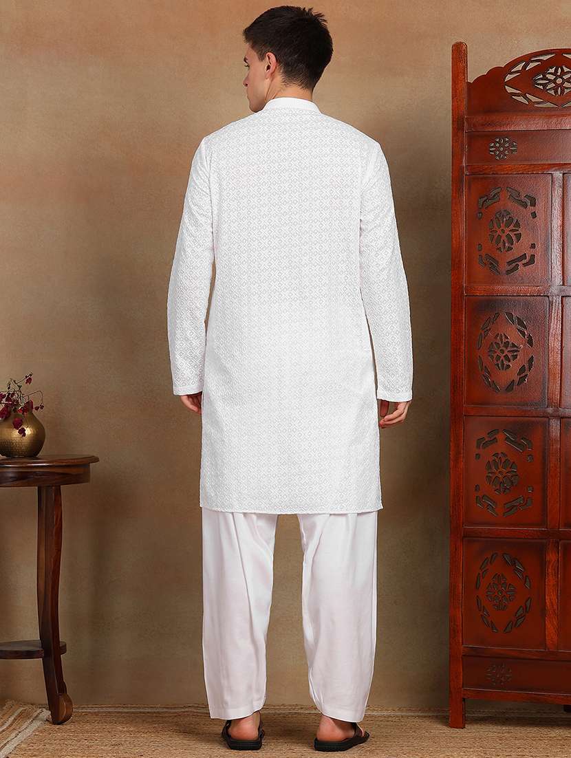 men self design long sleeve kurta salwar set - 22391721 -  Standard Image - 3