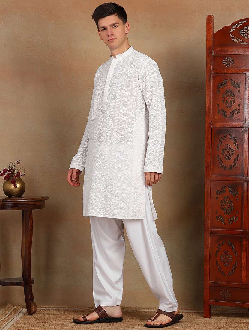 men self design long sleeve kurta salwar set - 22391722 -  Standard Image - 3