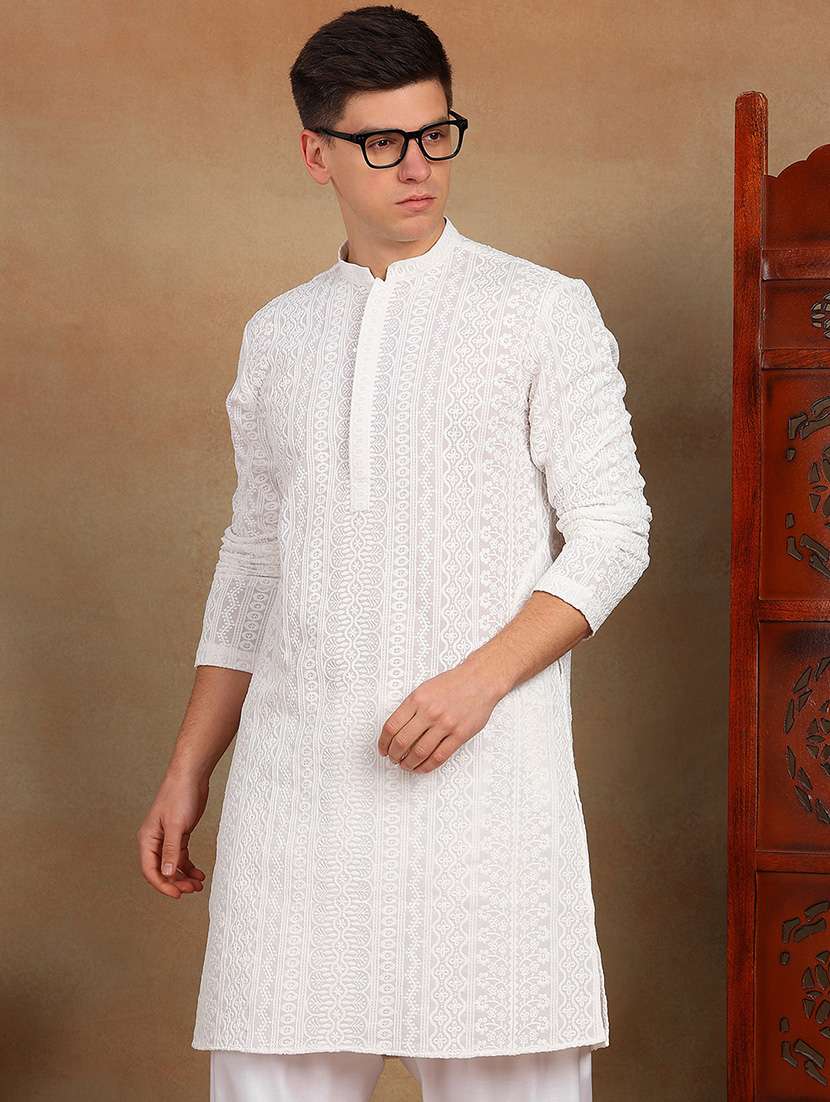 men self design long sleeve kurta salwar set - 22391723 -  Standard Image - 3