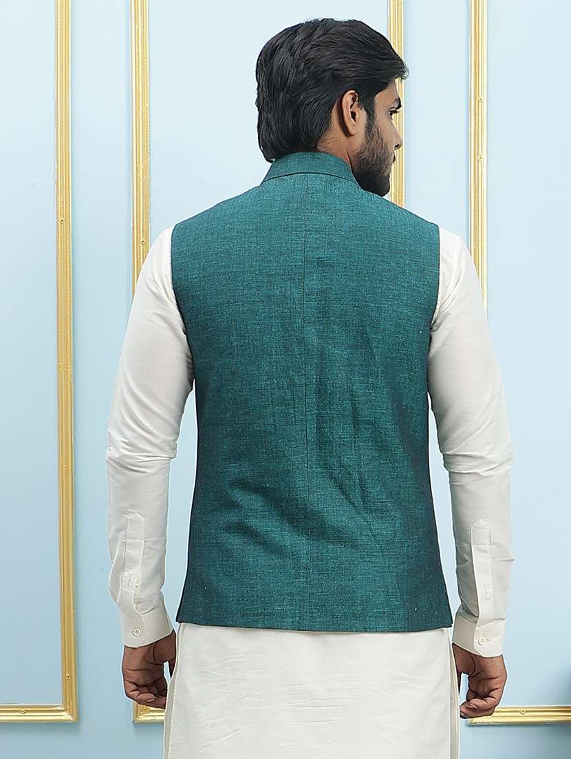 men solid mandarin neck kurta pyjama with jacket set - 22391791 -  Standard Image - 3