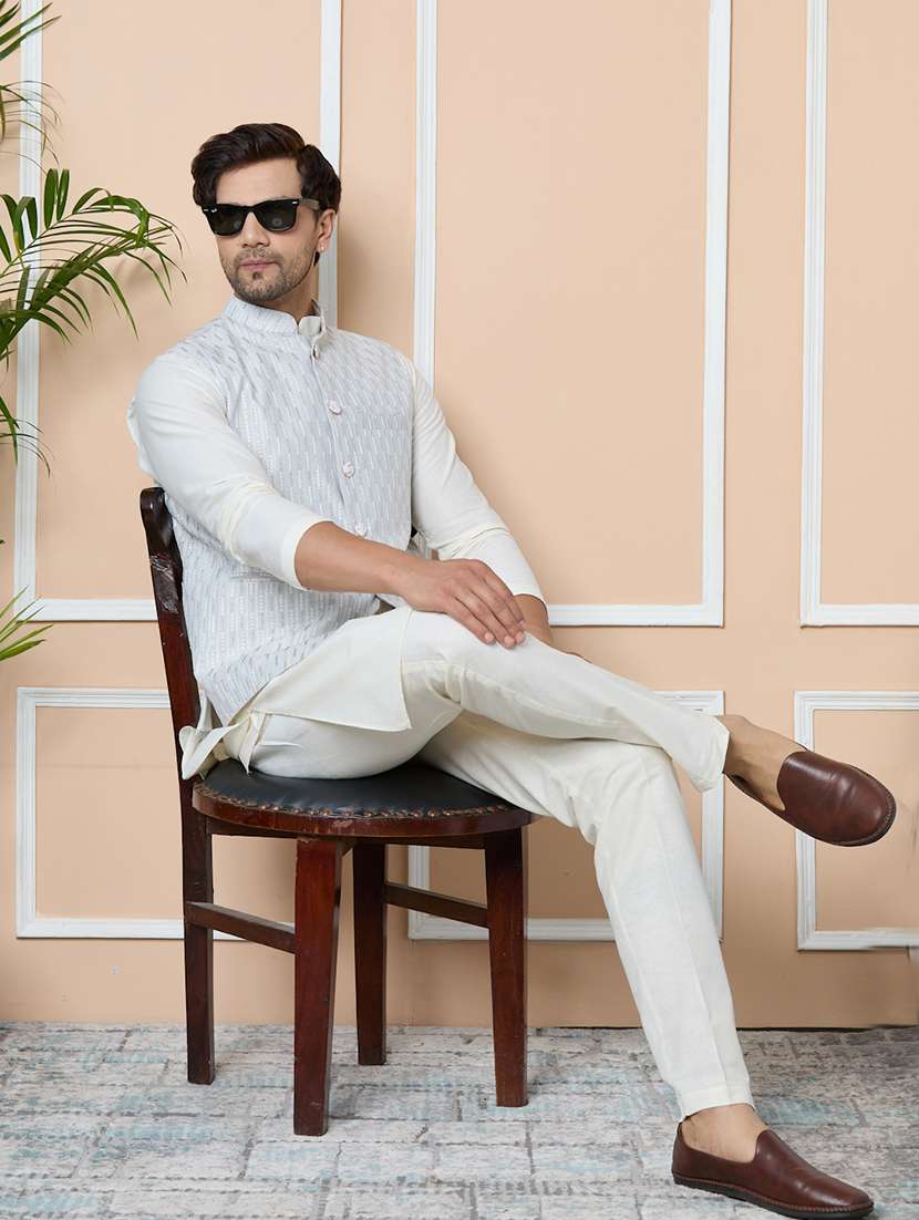 men self design sleeveless nehru jacket - 22391893 -  Standard Image - 5