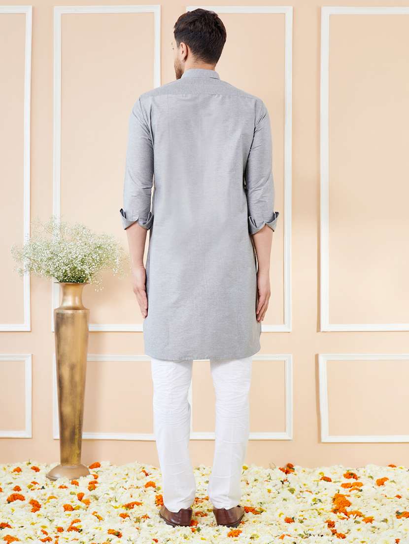 men solid long sleeve kurta - 22391916 -  Standard Image - 5