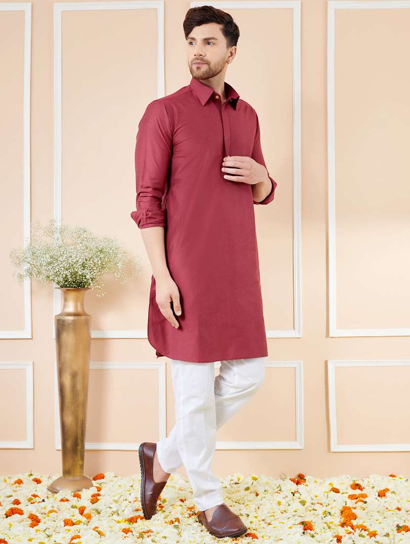 men solid long sleeve kurta - 22391920 -  Standard Image - 3