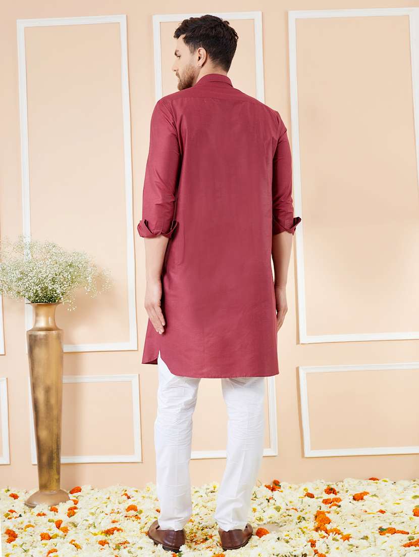men solid long sleeve kurta - 22391920 -  Standard Image - 5