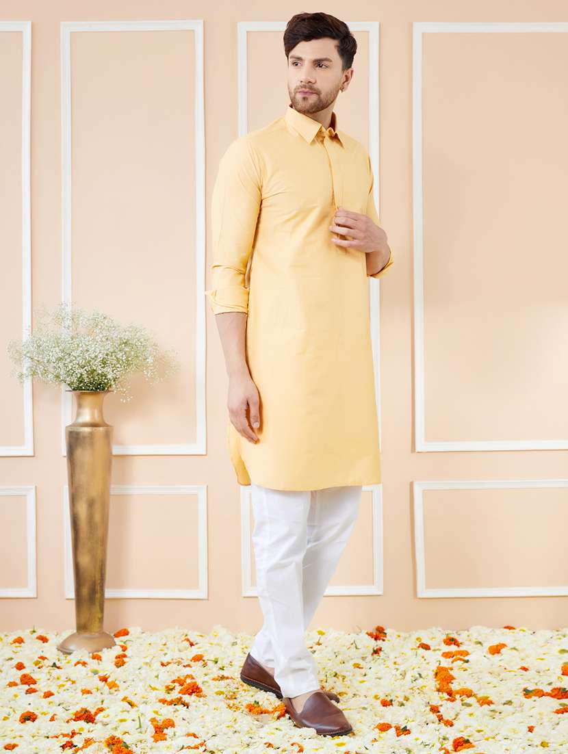 men solid long sleeve kurta - 22391921 -  Standard Image - 3