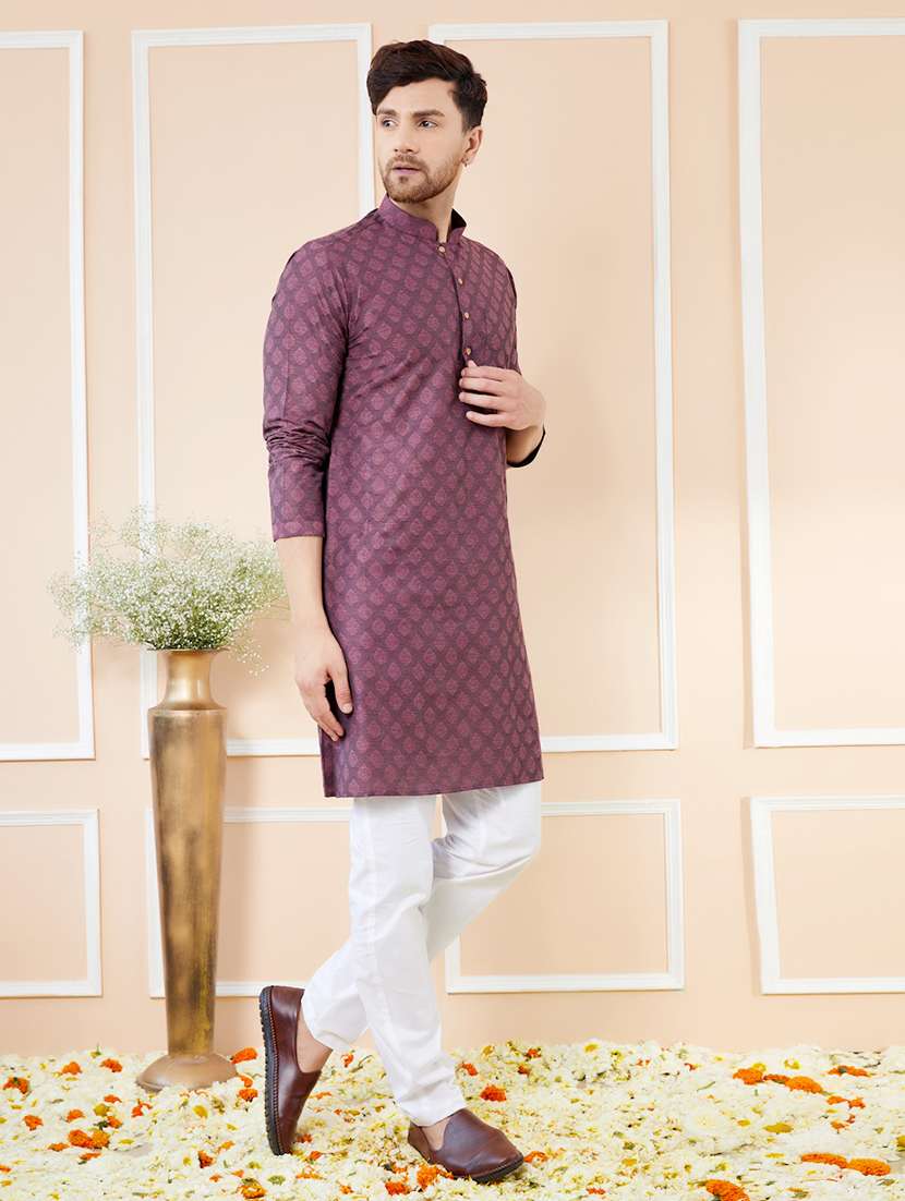 men printed long sleeve kurta - 22391934 -  Standard Image - 3