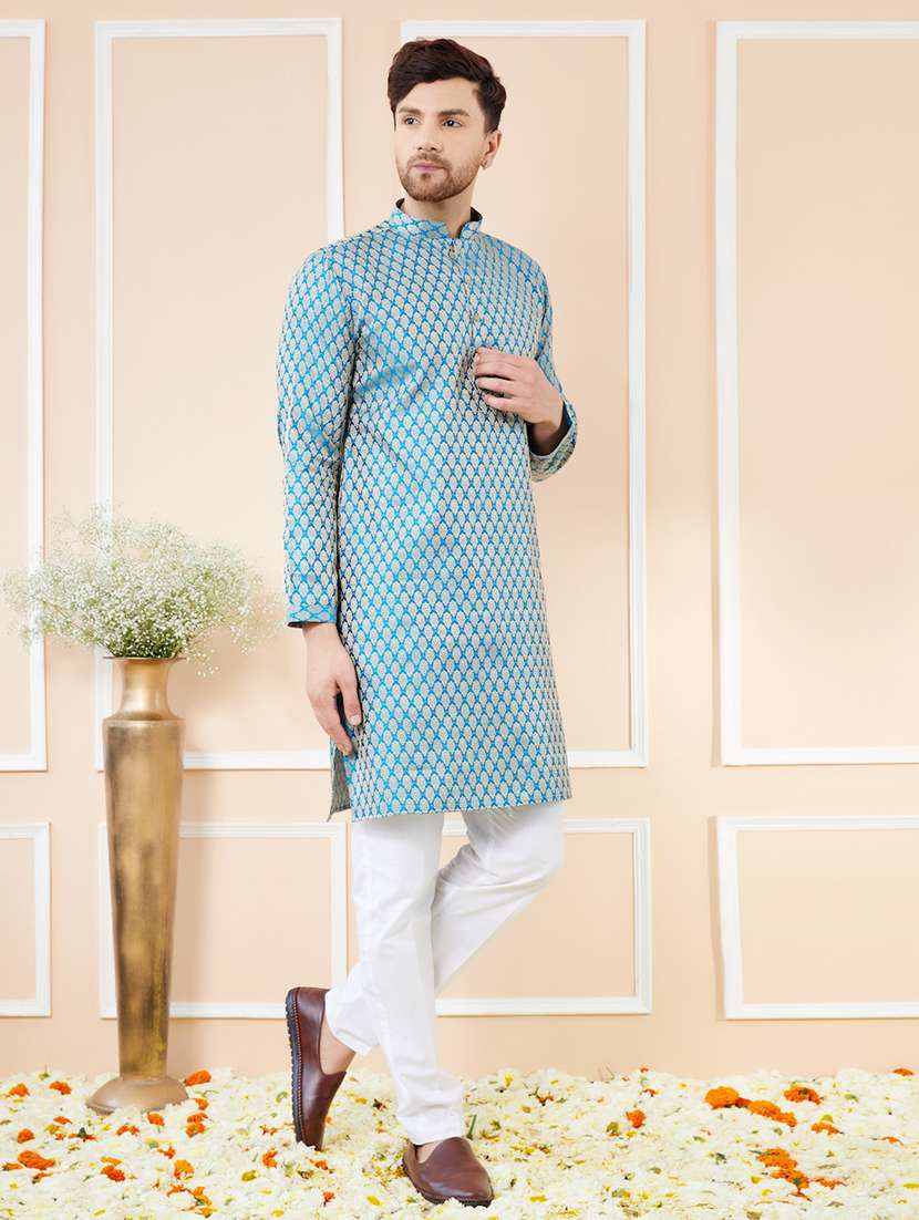 men printed long sleeve kurta - 22391935 -  Standard Image - 3