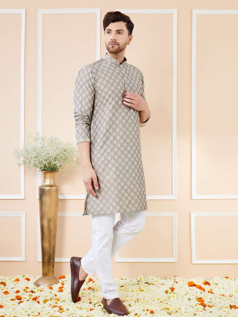 men self design long sleeve kurta - 22391937 -  Standard Image - 3