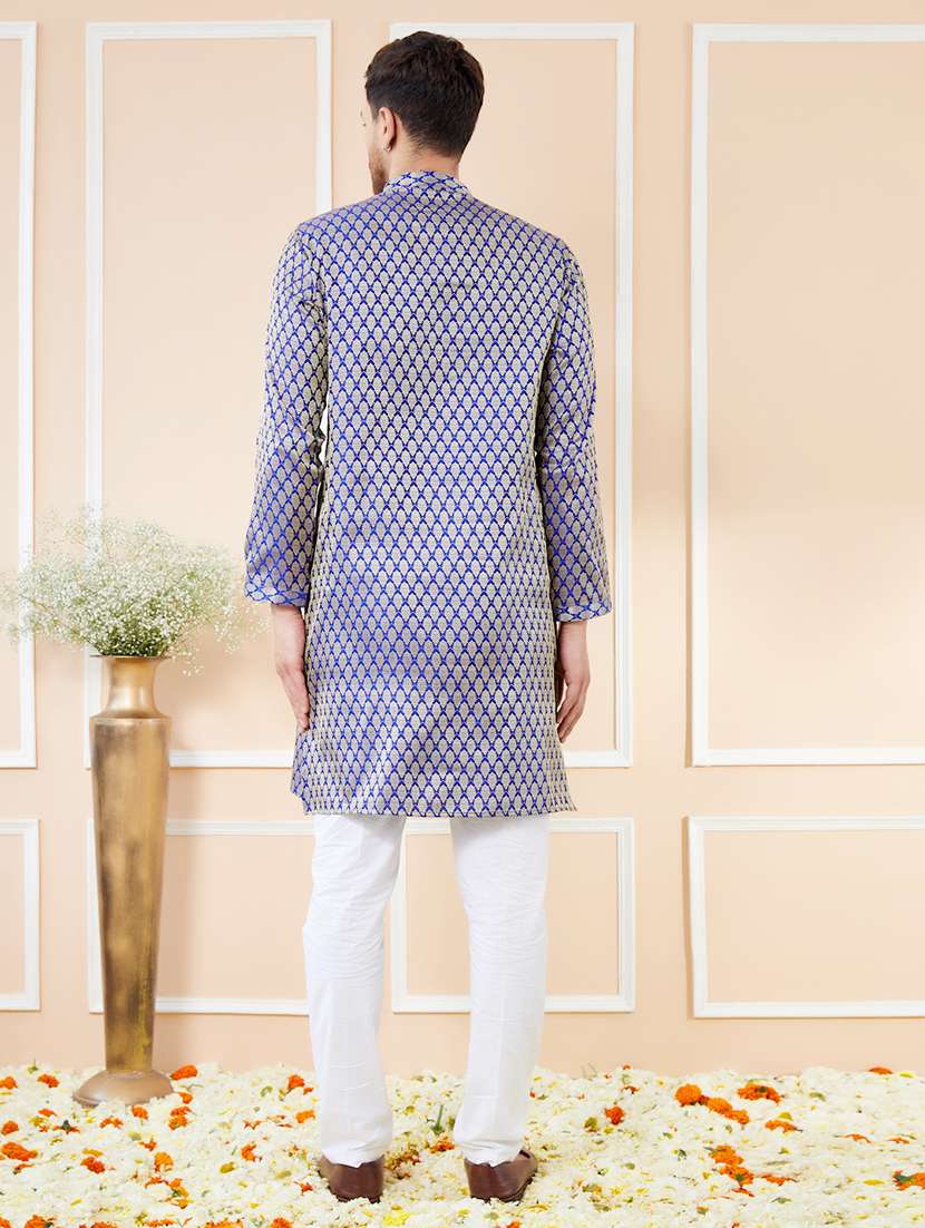 men self design long sleeve kurta - 22391939 -  Standard Image - 5