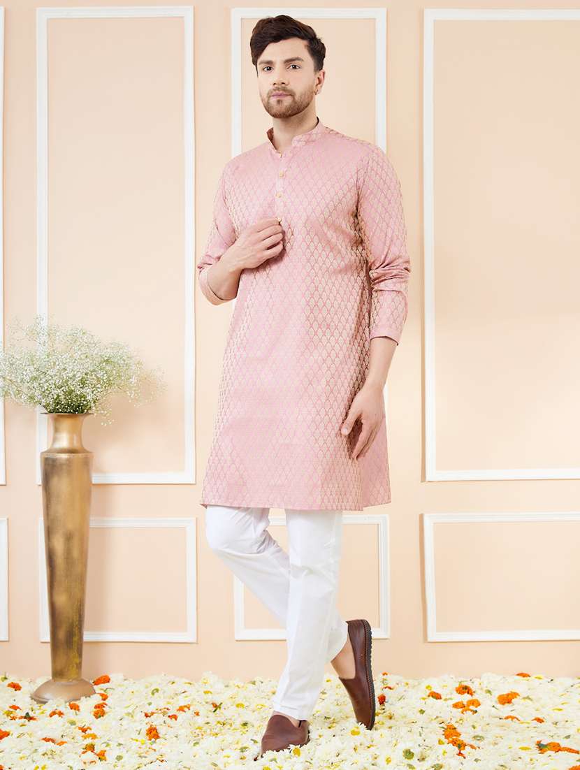 men self design long sleeve kurta - 22391940 -  Standard Image - 3