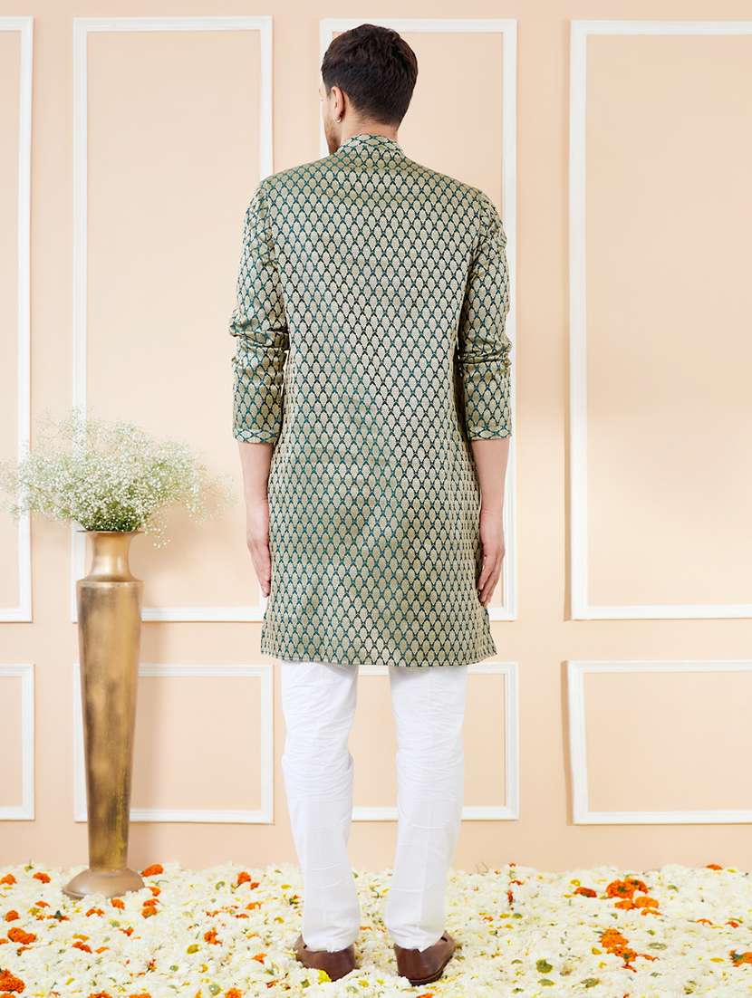 men self design long sleeve kurta - 22391942 -  Standard Image - 5