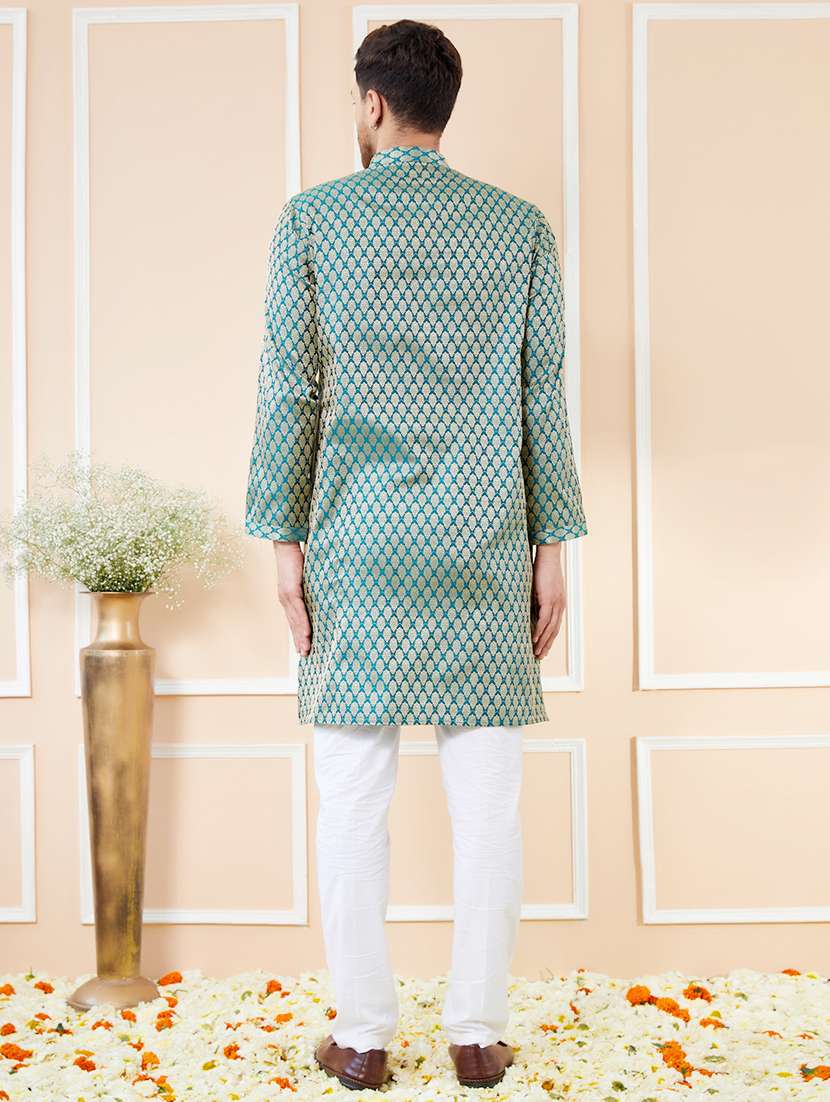 men self design long sleeve kurta - 22391944 -  Standard Image - 5