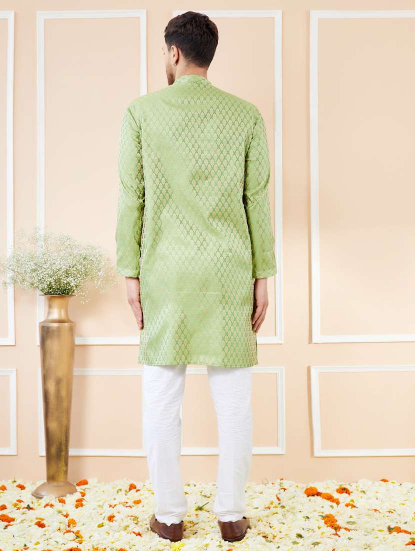 men self design long sleeve kurta - 22391945 -  Standard Image - 5