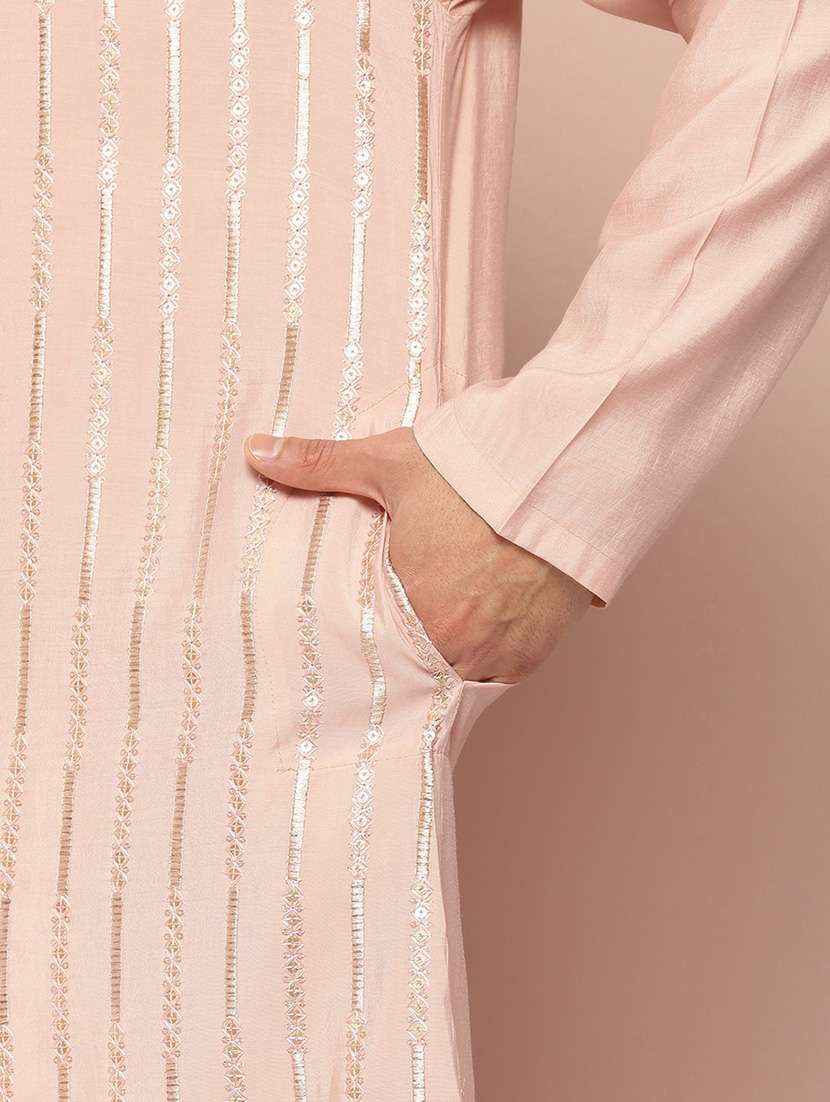 men self design long sleeve kurta - 22391948 -  Standard Image - 5