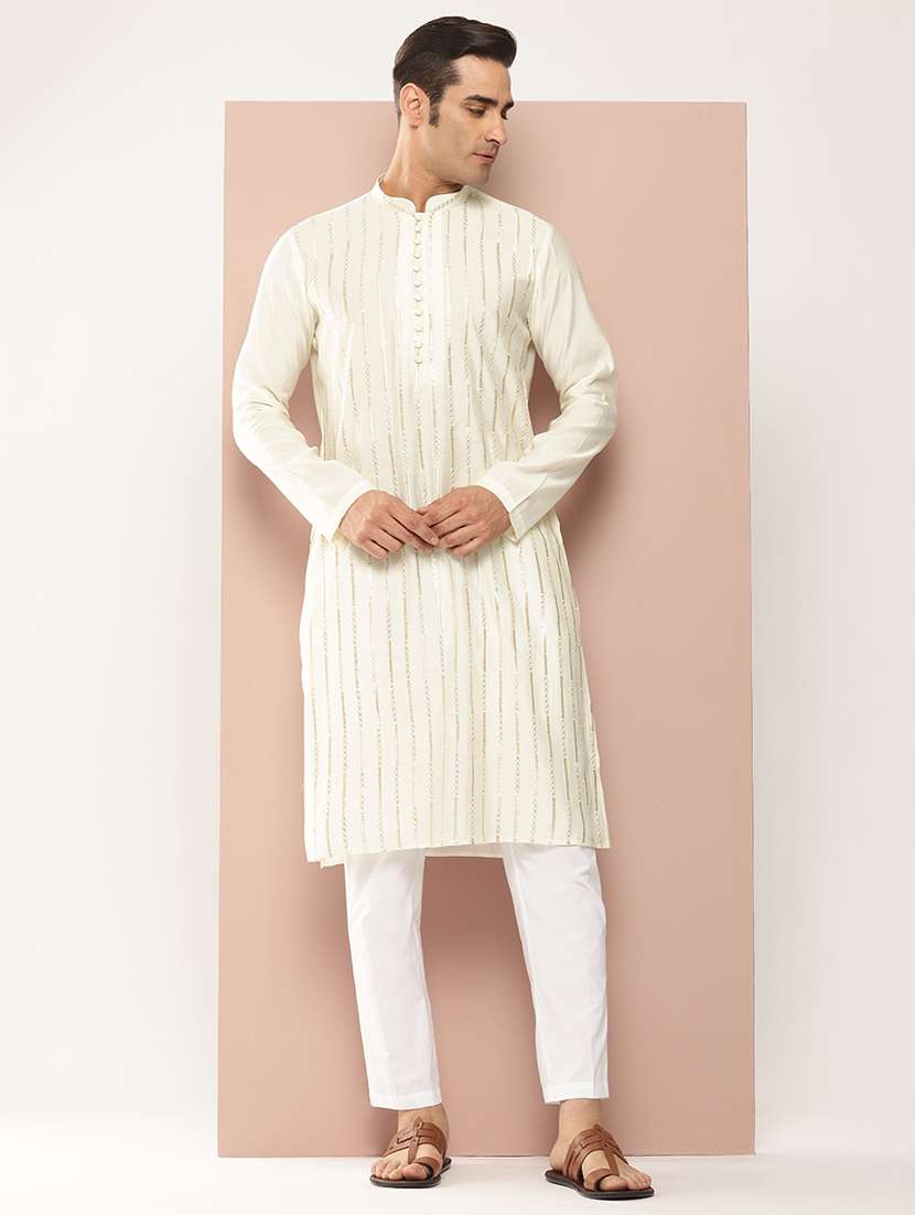 Men Self Design Long Sleeve Kurta - 22391950 -  Standard Image - 3