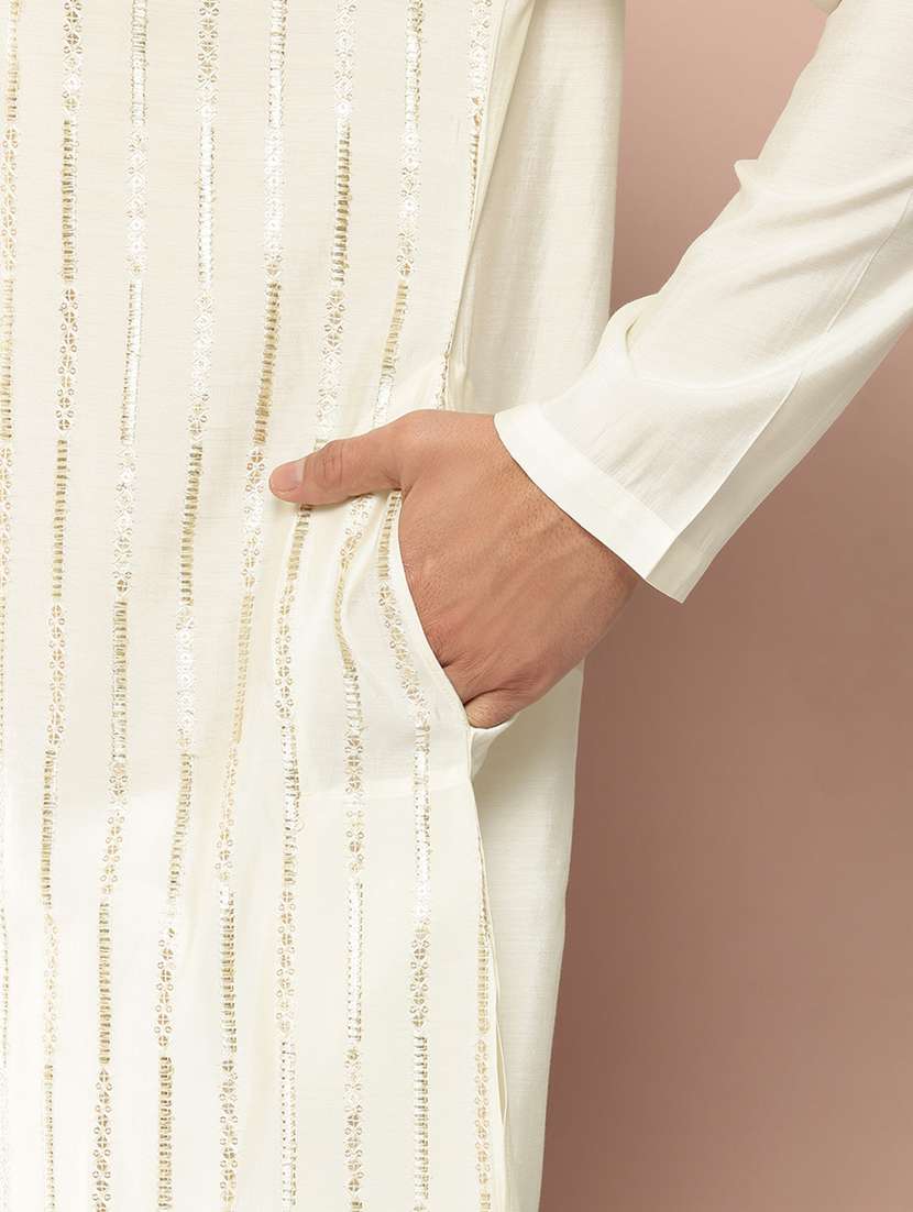 Men Self Design Long Sleeve Kurta - 22391950 -  Standard Image - 5
