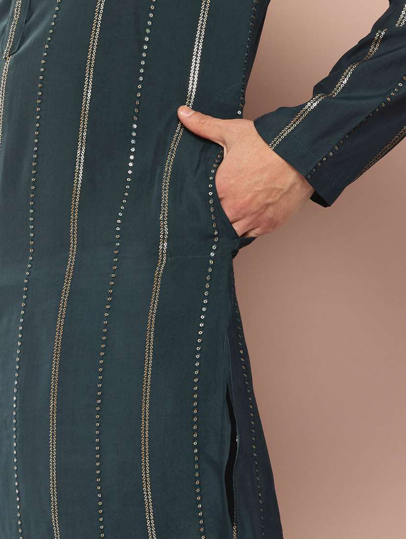 men self design long sleeve kurta - 22391953 -  Standard Image - 5