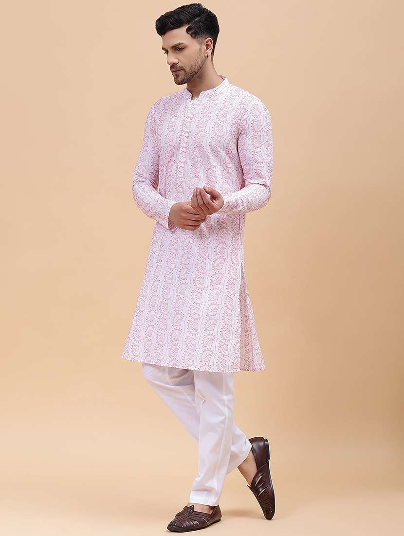 men printed long sleeve kurta - 22391980 -  Standard Image - 3