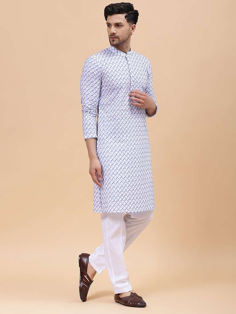 men printed long sleeve kurta - 22391981 -  Standard Image - 3