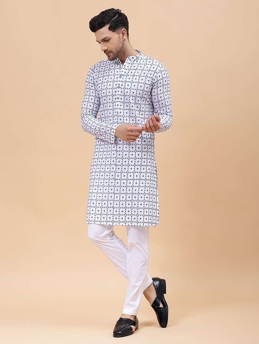 men printed long sleeve kurta - 22391986 -  Standard Image - 3