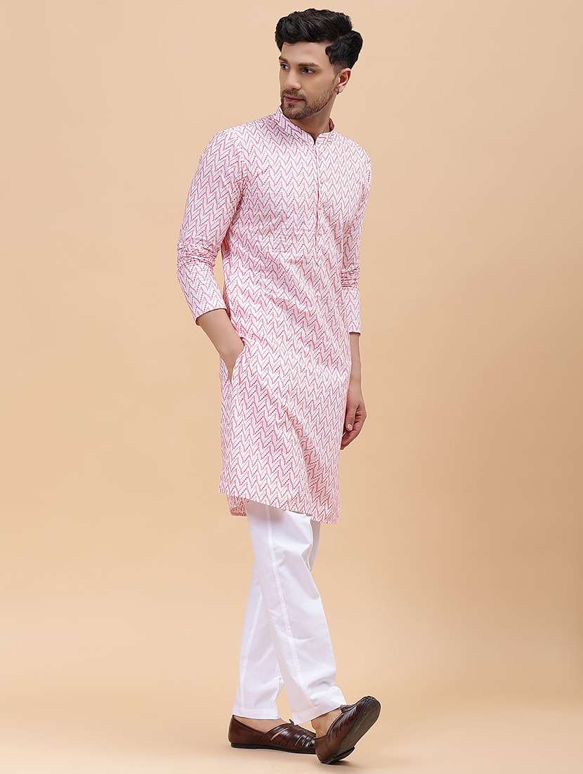 men printed long sleeve kurta - 22391990 -  Standard Image - 3