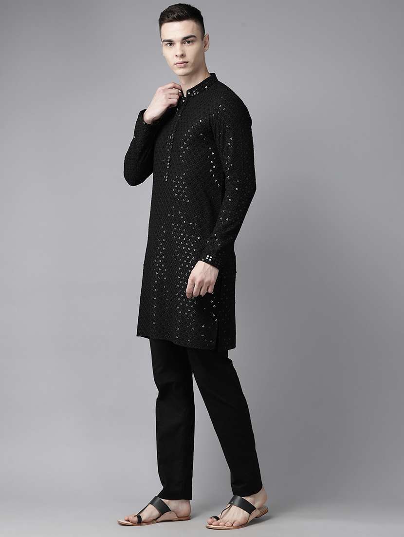 men mandarin neck long sleeve kurta - 22391993 -  Standard Image - 3