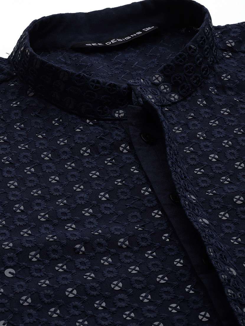 men mandarin neck long sleeve kurta - 22391999 -  Standard Image - 5