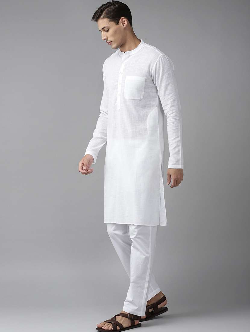 men mandarin neck long sleeve kurta - 22392007 -  Standard Image - 3