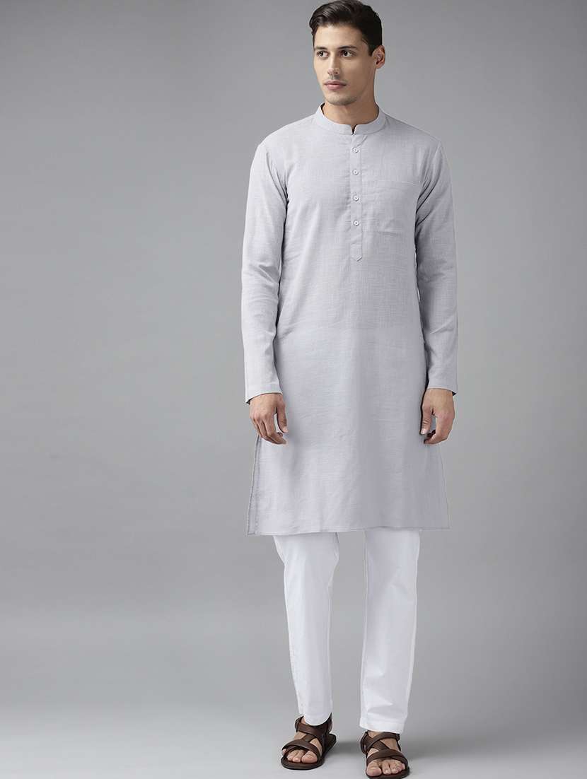 men mandarin neck long sleeve kurta