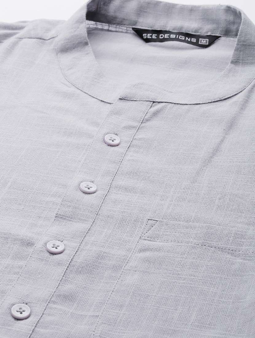 men mandarin neck long sleeve kurta - 22392009 -  Standard Image - 5