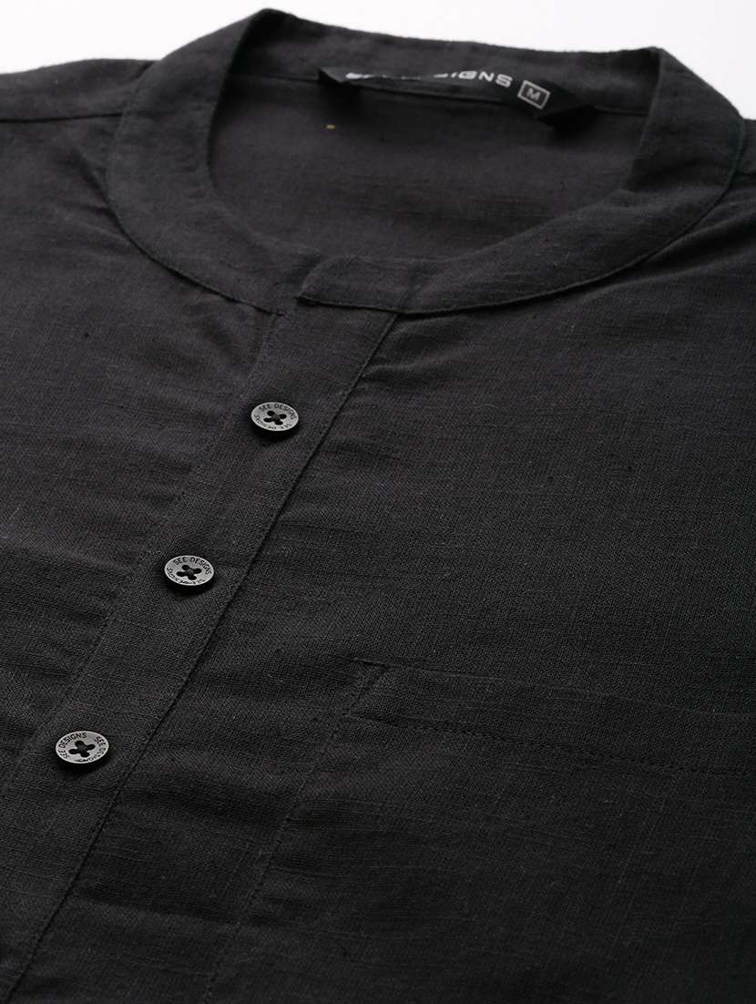 men mandarin neck long sleeve kurta - 22392010 -  Standard Image - 5