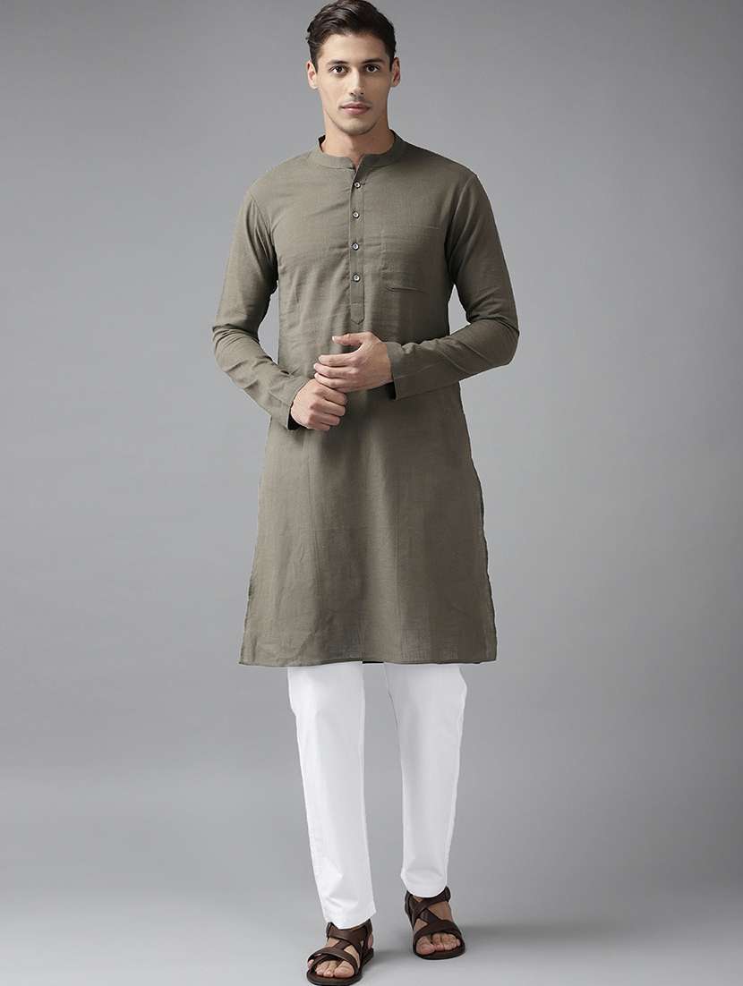 men mandarin neck long sleeve kurta
