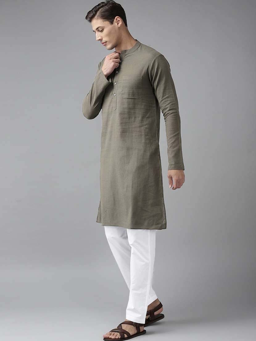 Men Mandarin Neck Long Sleeve Kurta - 22392012 -  Standard Image - 3