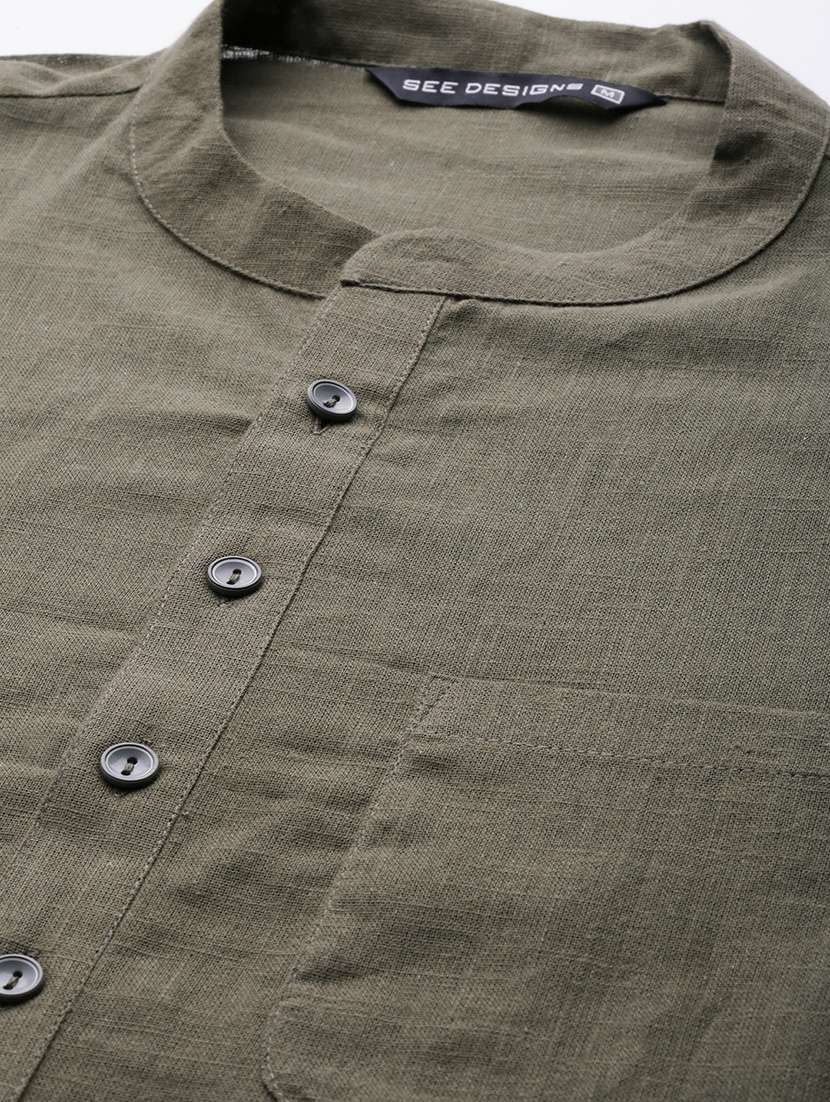 Men Mandarin Neck Long Sleeve Kurta - 22392012 -  Standard Image - 5