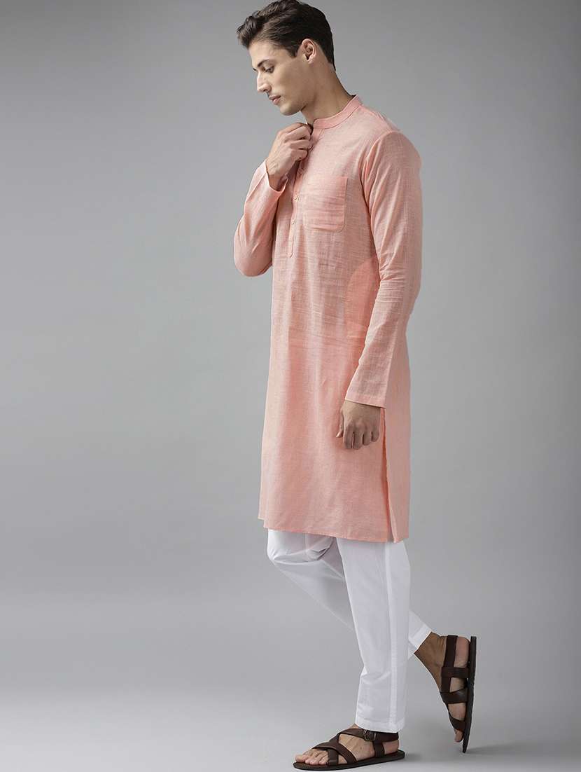 men mandarin neck long sleeve kurta - 22392014 -  Standard Image - 3