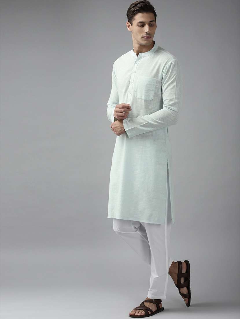 Men Mandarin Neck Long Sleeve Kurta - 22392017 -  Standard Image - 3