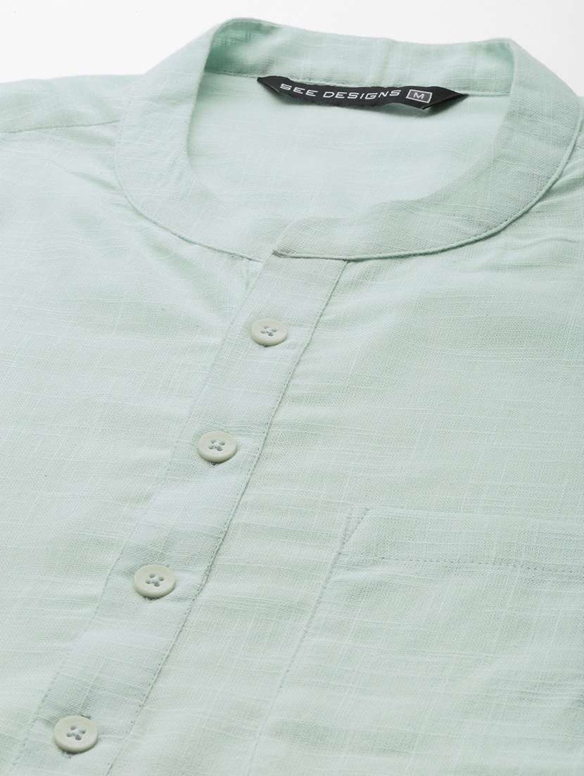 Men Mandarin Neck Long Sleeve Kurta - 22392017 -  Standard Image - 5
