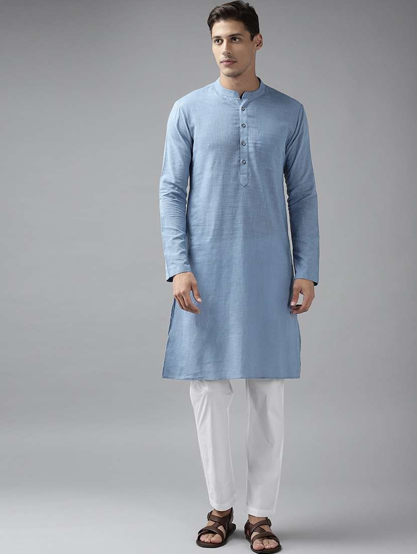 men mandarin neck long sleeve kurta
