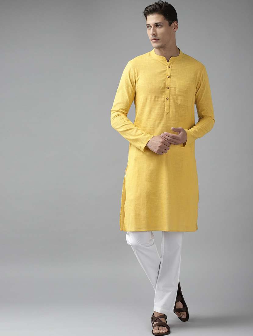 men mandarin neck long sleeve kurta